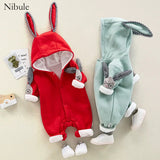 Nibule Newborn Kids Baby Boys Cute Solid Color Long Sleeve Hooded Romper Jumpsuit Top Outfits Clothes