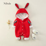 Nibule Newborn Kids Baby Boys Cute Solid Color Long Sleeve Hooded Romper Jumpsuit Top Outfits Clothes