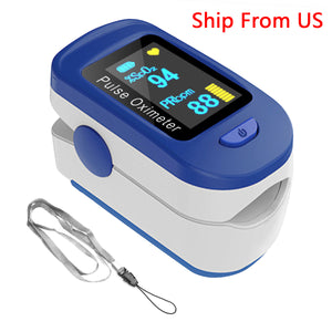 Finger Pulse Oximeter Fingertip, Portable Blood Oxygen Saturation Monitor for Heart Rate and SpO2 Level, Batteries and Lanyard Included