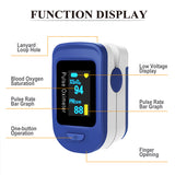 Finger Pulse Oximeter Fingertip, Portable Blood Oxygen Saturation Monitor for Heart Rate and SpO2 Level, Batteries and Lanyard Included